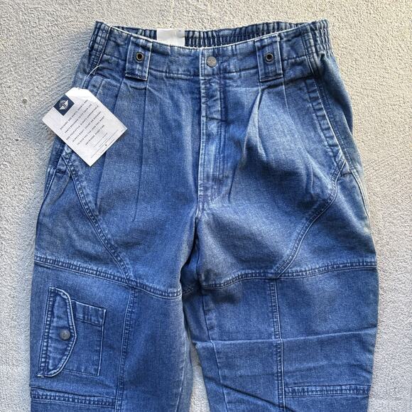 Deadstock 90s Dockers Jeans Mens 28x28 Pleated Denim Levis Cargo Tapered Vintage - Picture 2 of 12